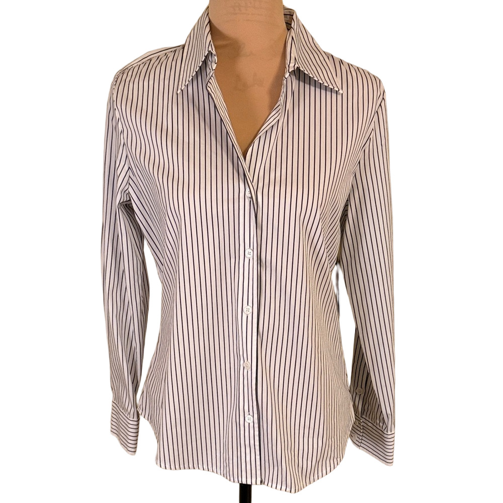 Chaus Striped White and Black Women's Top Size 6